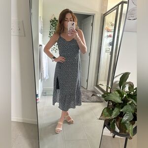 Abercrombie Blue Print Tie Shoulder Midi Dress